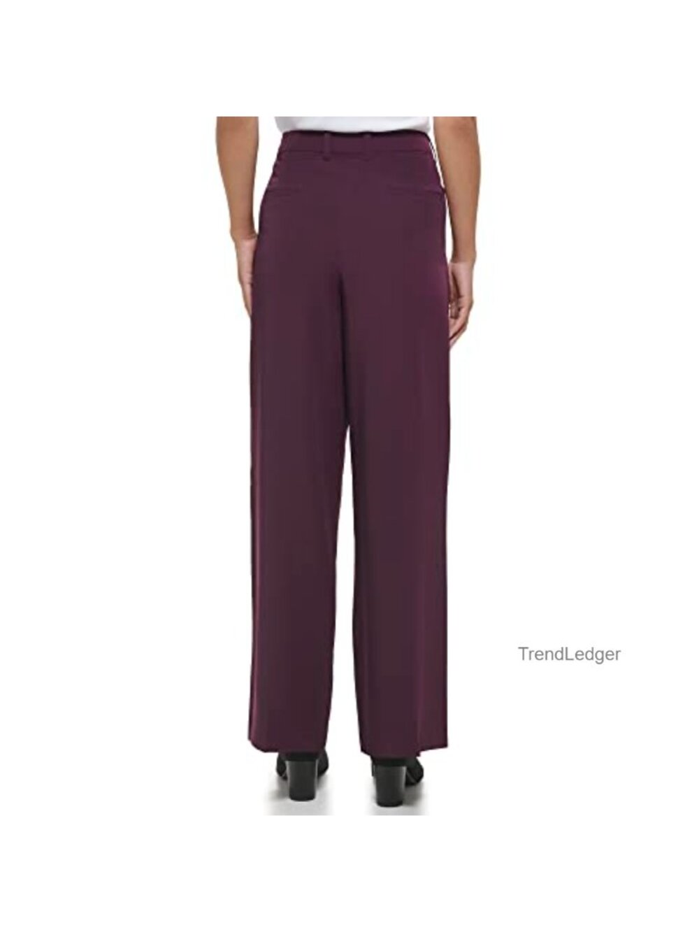 Pleated Straight Leg Crepe Pants with Pockets - Solid Stretch